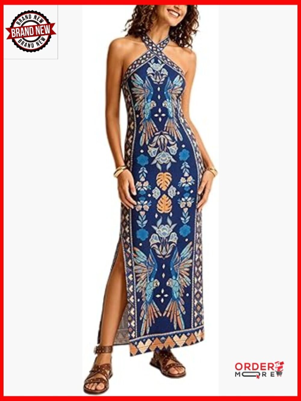 Boho Criss Cross Halter Dress Sleeveless Tie Open Back Split Long Maxi